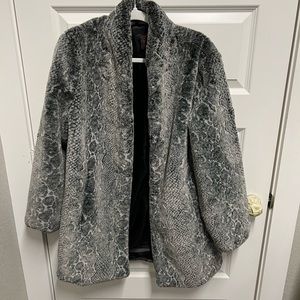 Fuzzy faux snake print jacket